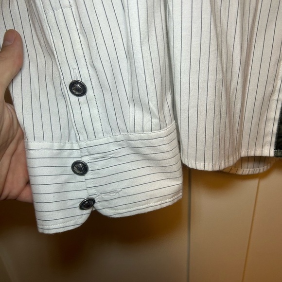 Rhinstone studded longsleeve button up striped dress shirt - Picture 7 of 11